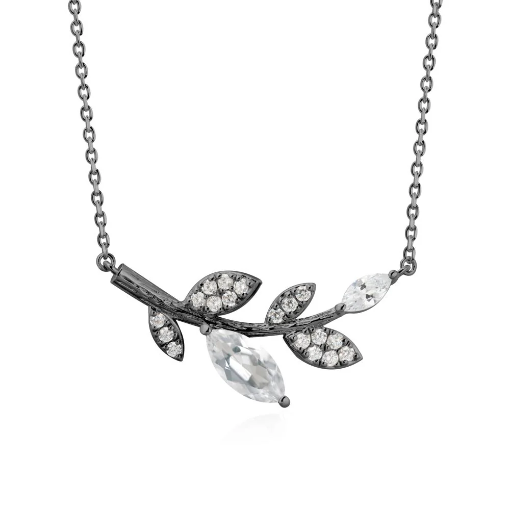 Marquise White Topaz Vine Leaf Necklace