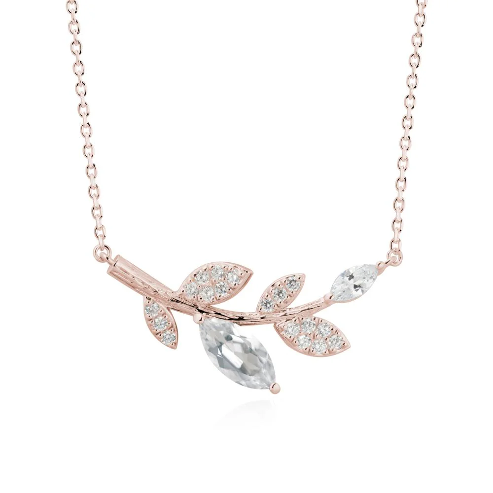 Marquise White Topaz Vine Leaf Necklace - Image 2
