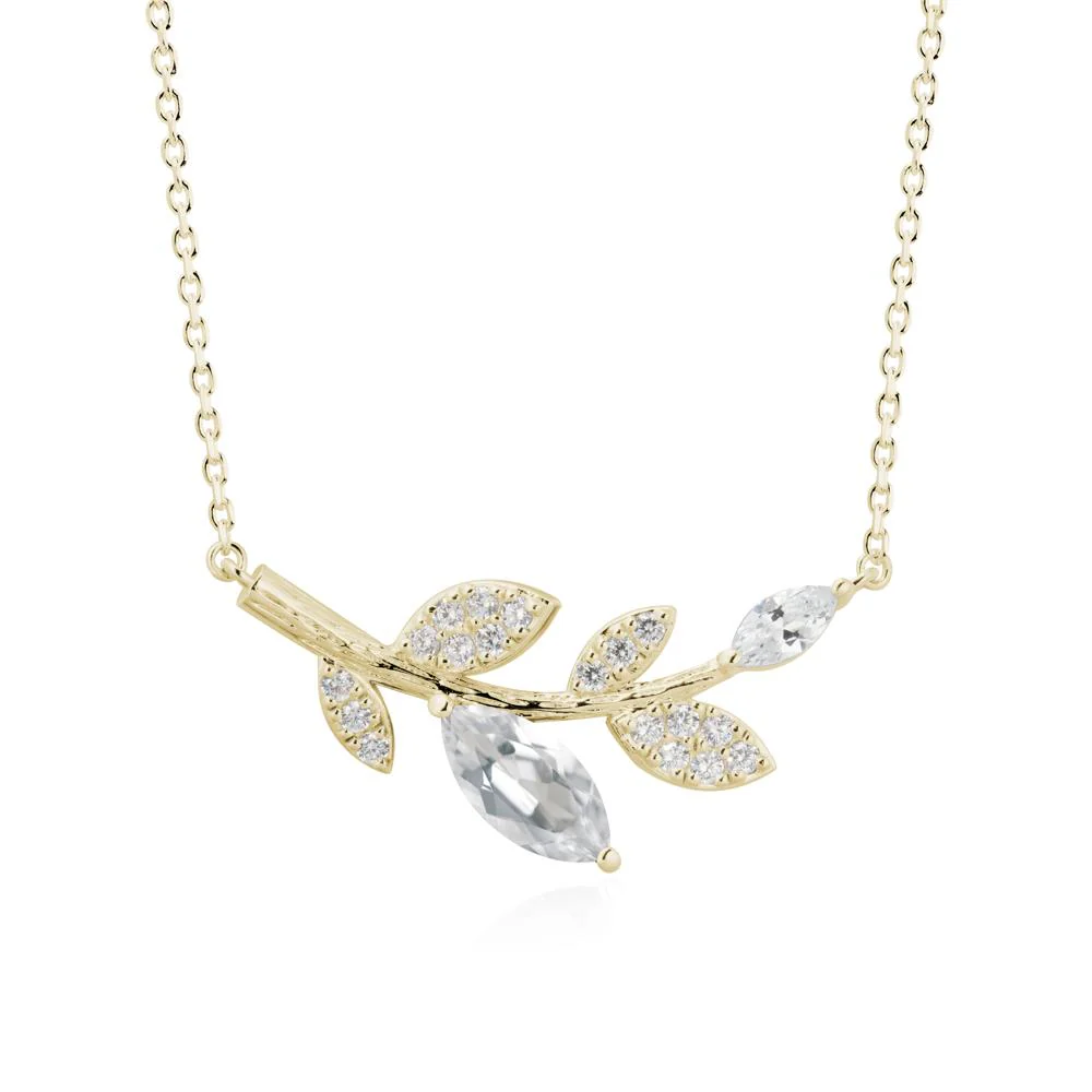 Marquise White Topaz Vine Leaf Necklace - Image 4