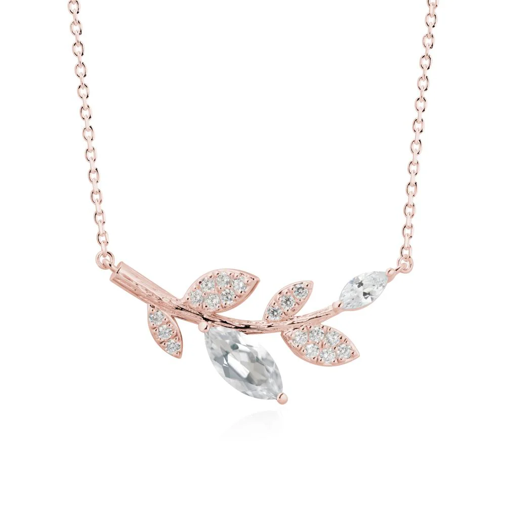 Marquise White Topaz Vine Leaf Necklace - Image 5