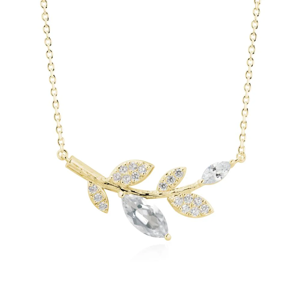 Marquise White Topaz Vine Leaf Necklace - Image 7