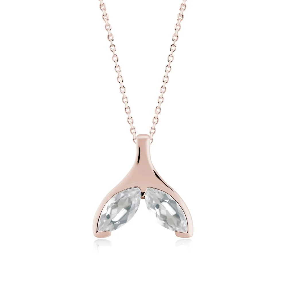 Marquise White Topaz Whale Tail Pendant - Image 3