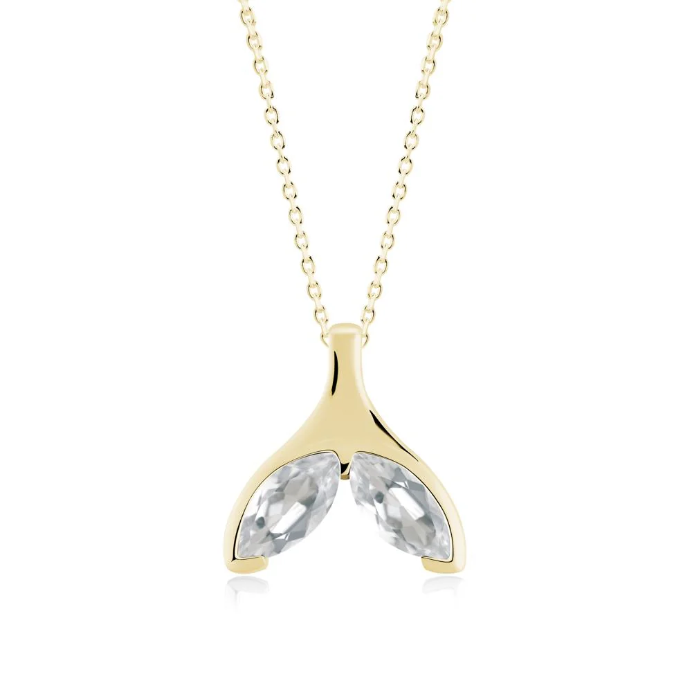 Marquise White Topaz Whale Tail Pendant - Image 6