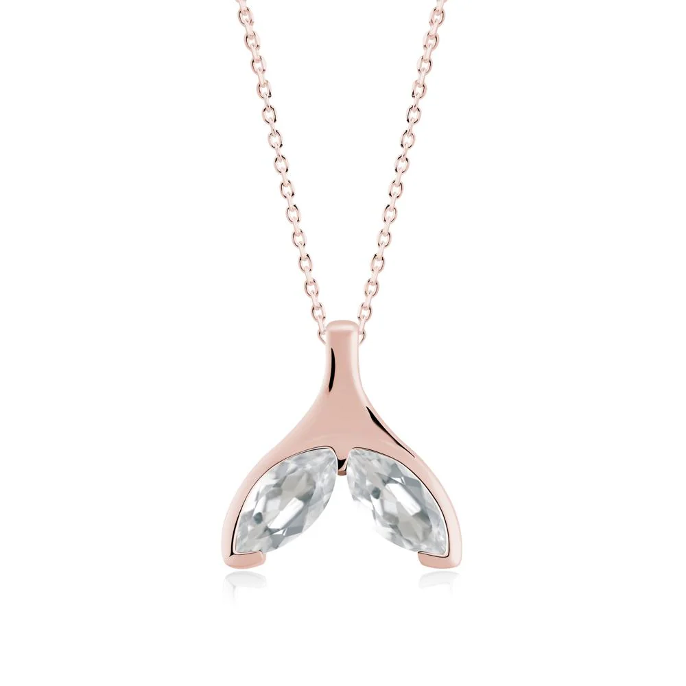 Marquise White Topaz Whale Tail Pendant - Image 8