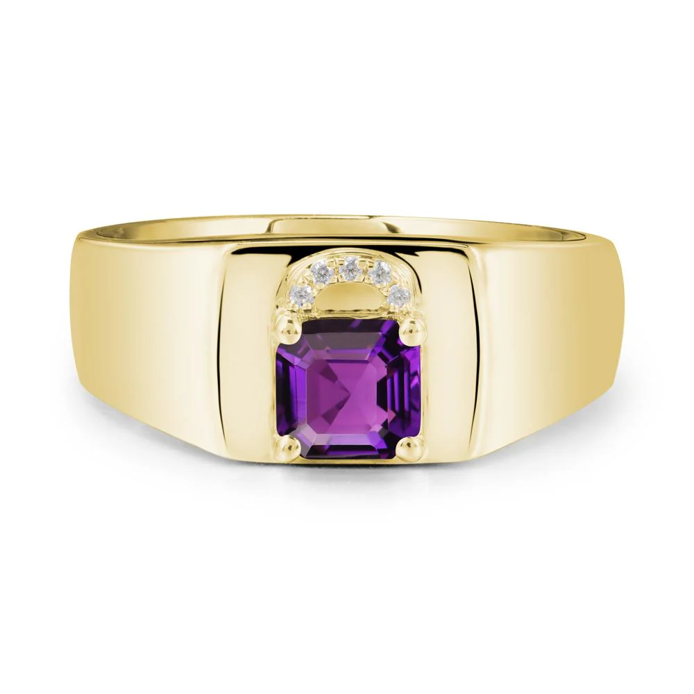 Men Amethyst Ring with Lock Design - Image 6