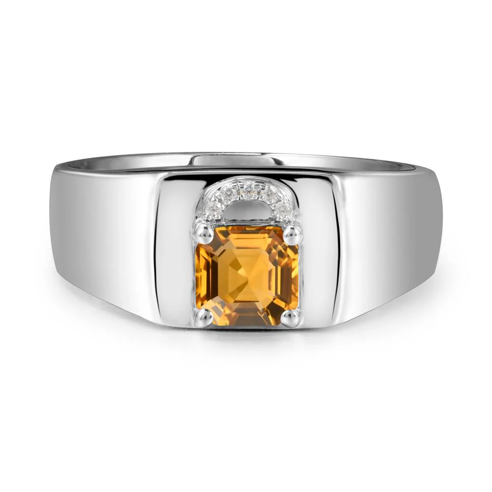 Men Citrine Ring with Lock Design - Image 3