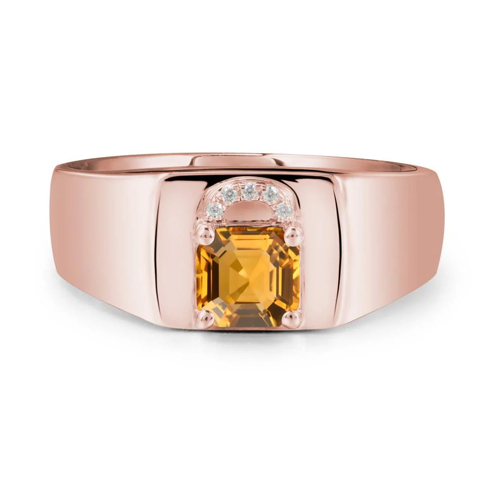 Men Citrine Ring with Lock Design - Image 4
