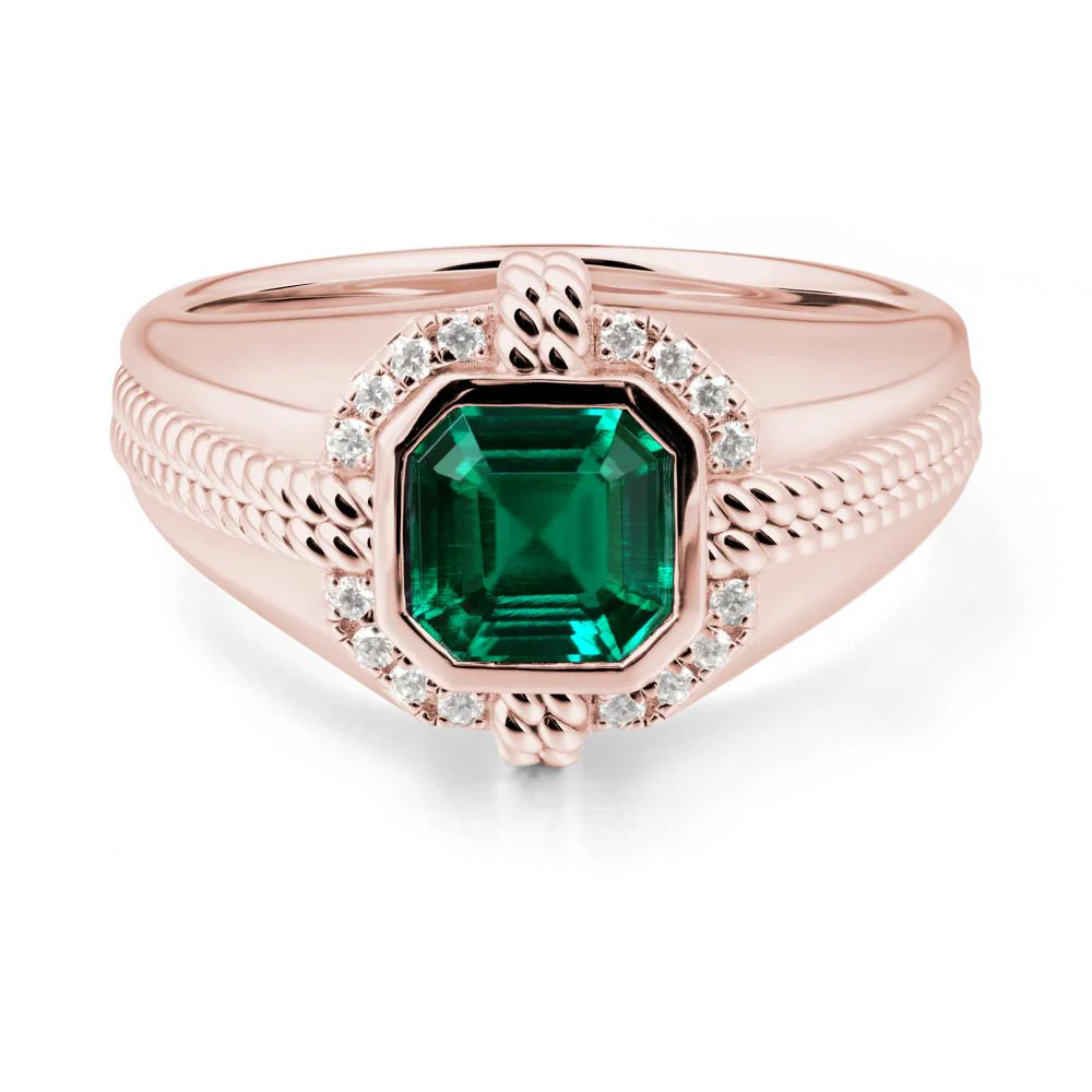 Men Emerald Ring with Wide Band - Image 5