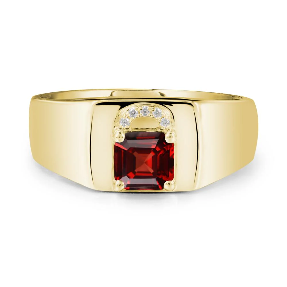 Men Garnet Ring with Lock Design - Image 6