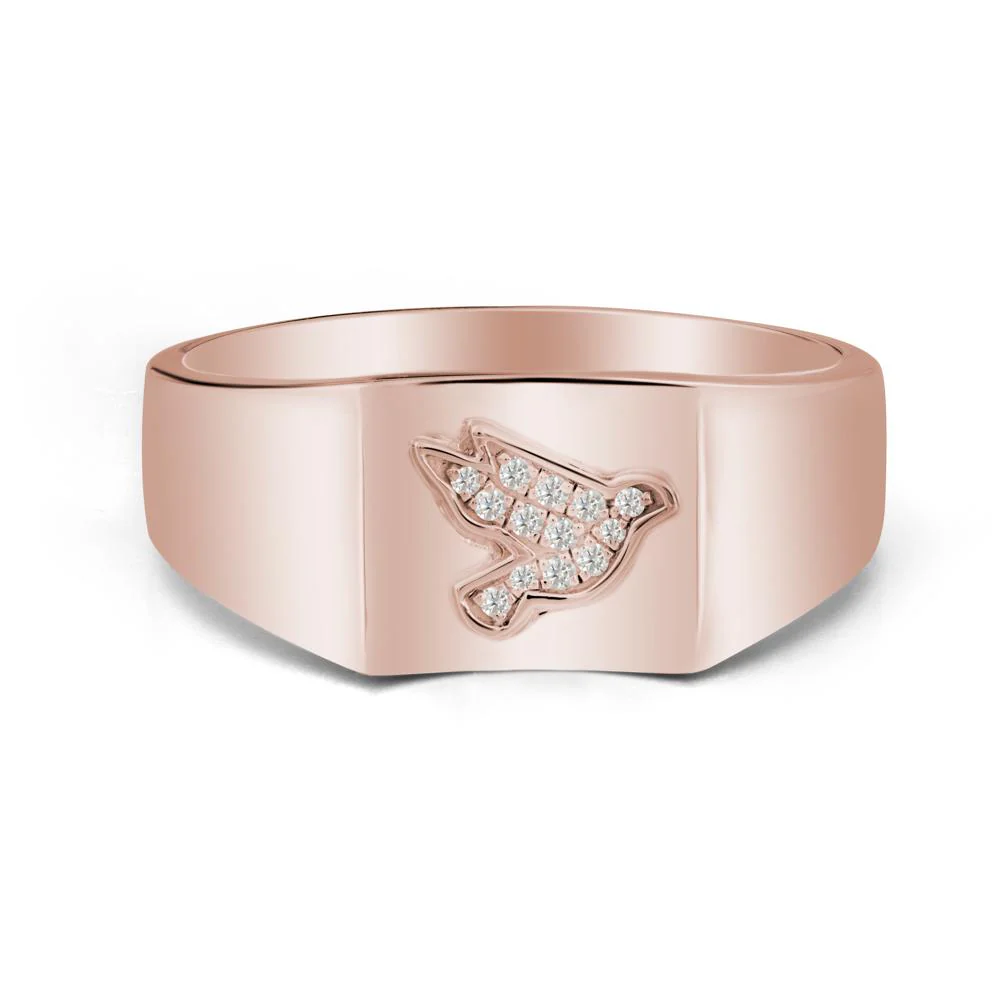 Men Moissanite Ring with Dove Totem - Image 2