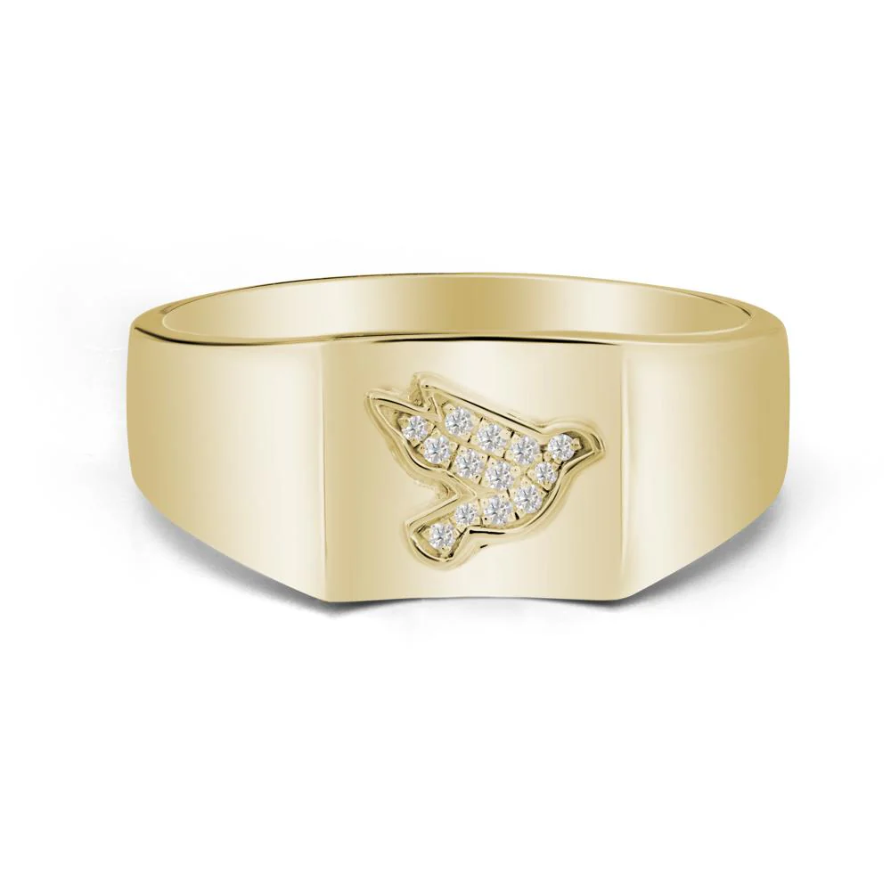 Men Moissanite Ring with Dove Totem - Image 4