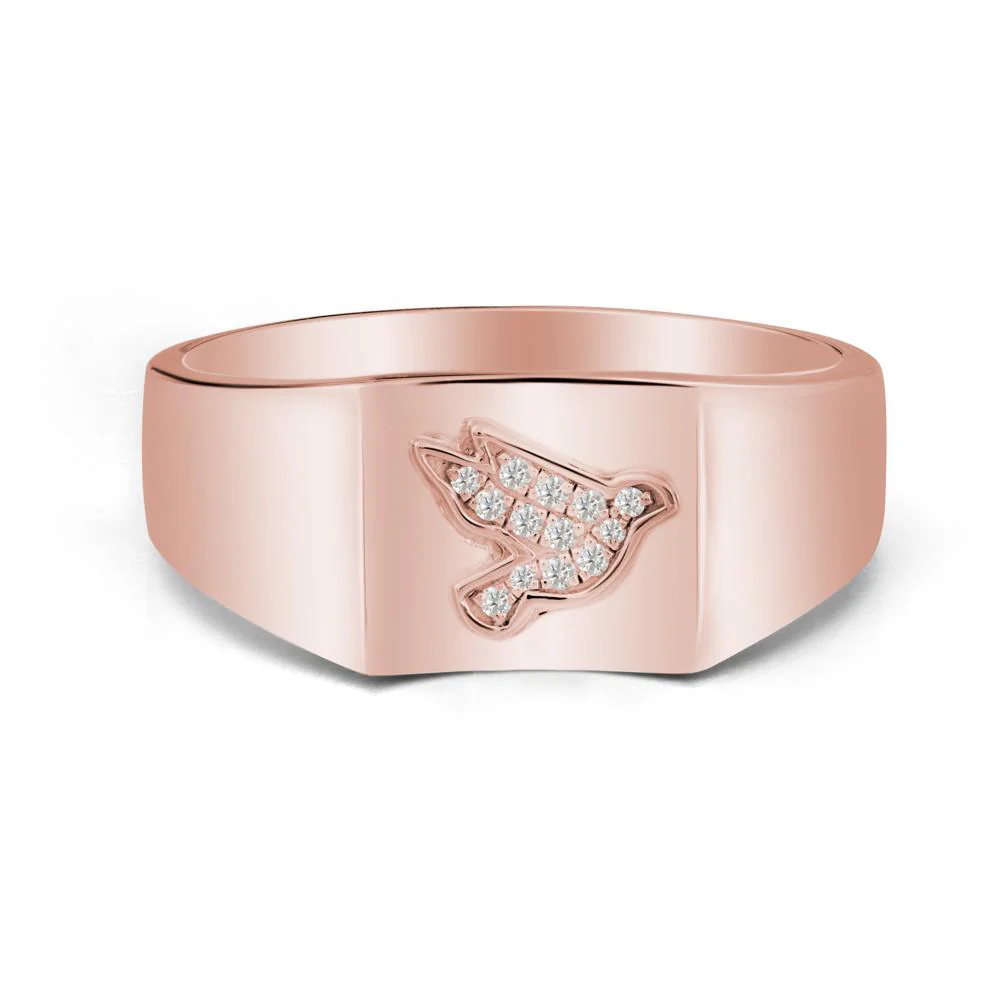 Men Moissanite Ring with Dove Totem - Image 5