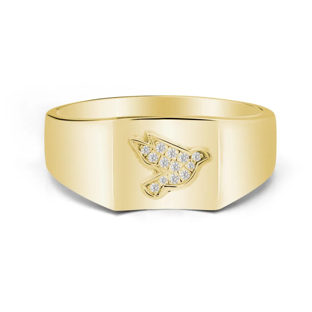 Men Moissanite Ring with Dove Totem - Image 7