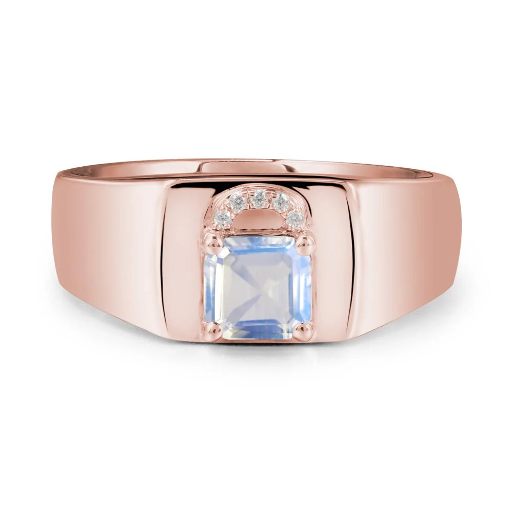 Men Moonstone Ring with Lock Design - Image 4