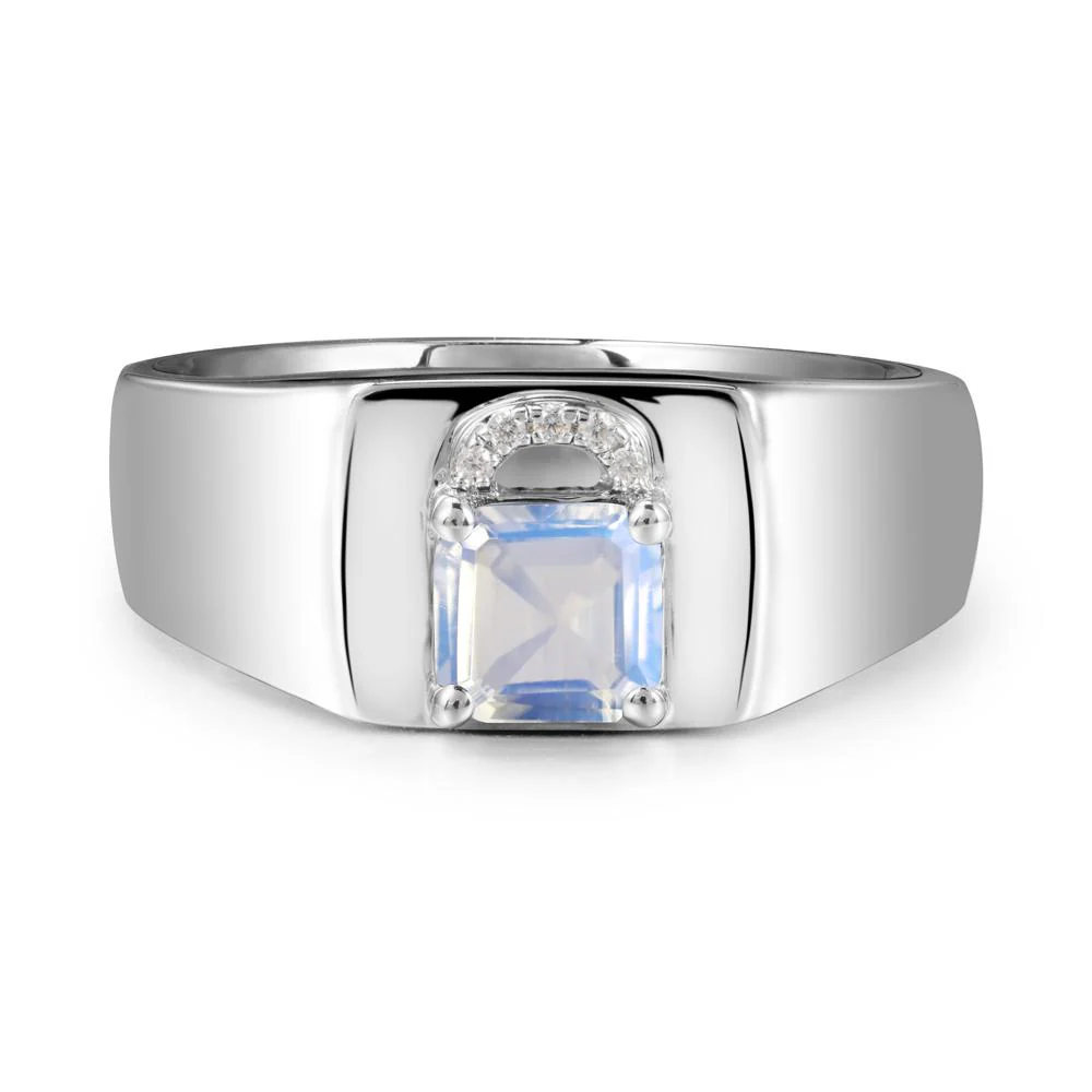 Men Moonstone Ring with Lock Design - Image 5