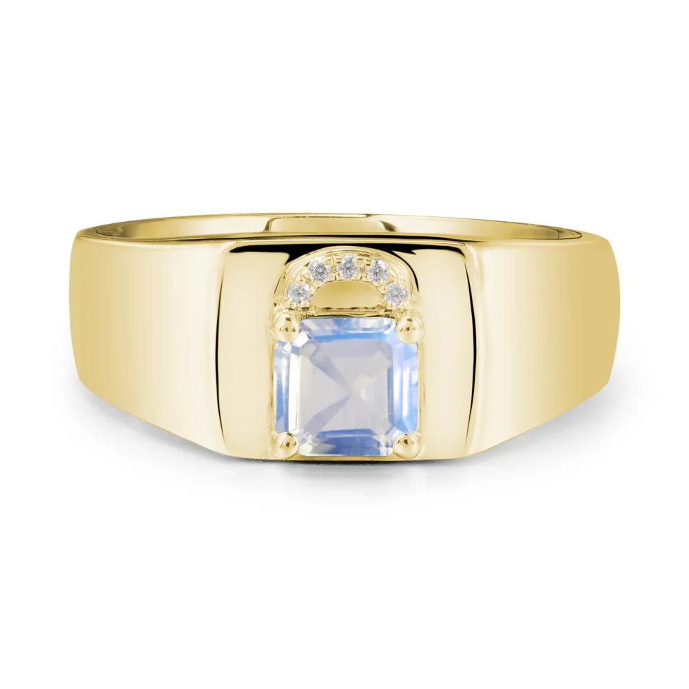 Men Moonstone Ring with Lock Design - Image 6