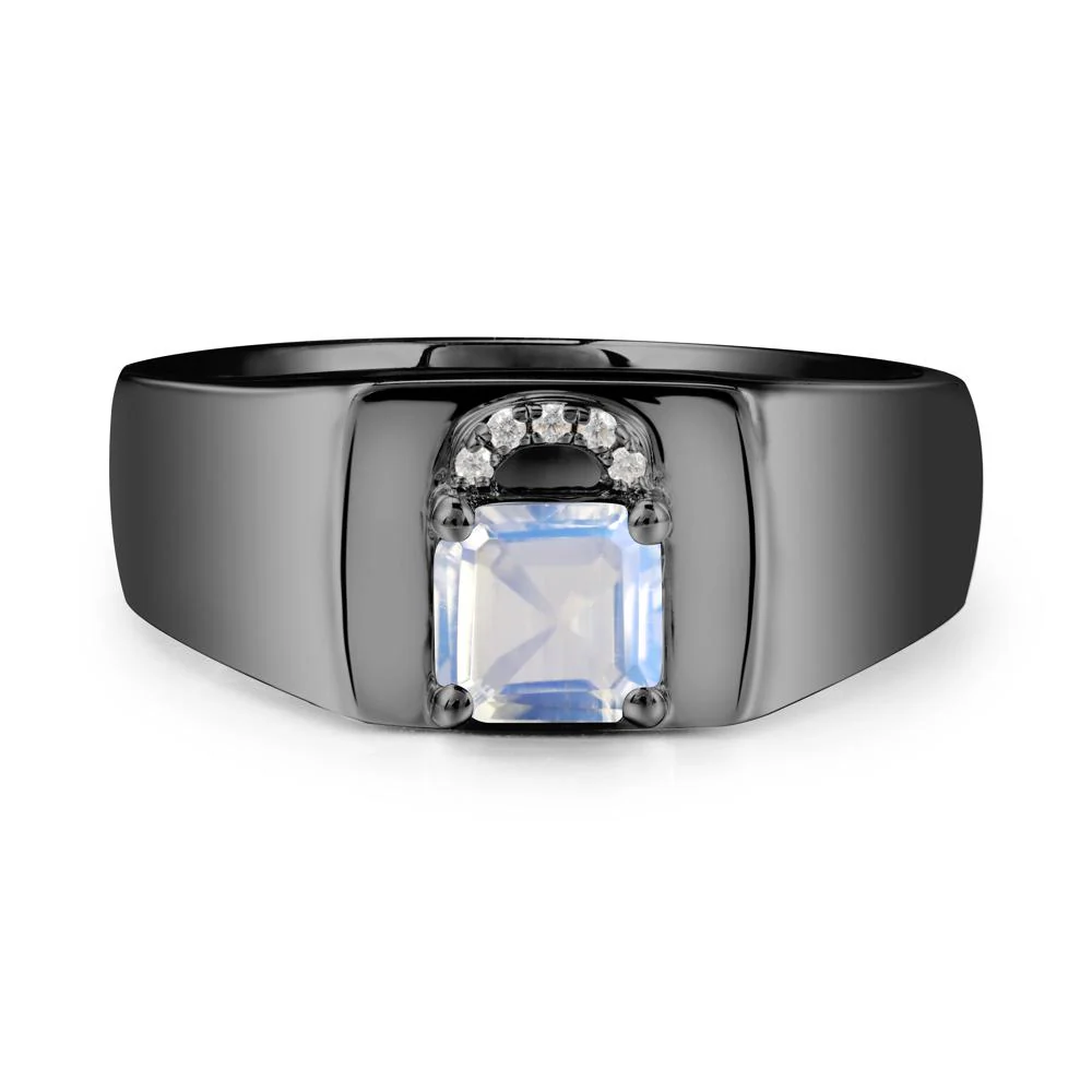 Men Moonstone Ring with Lock Design - Image 7