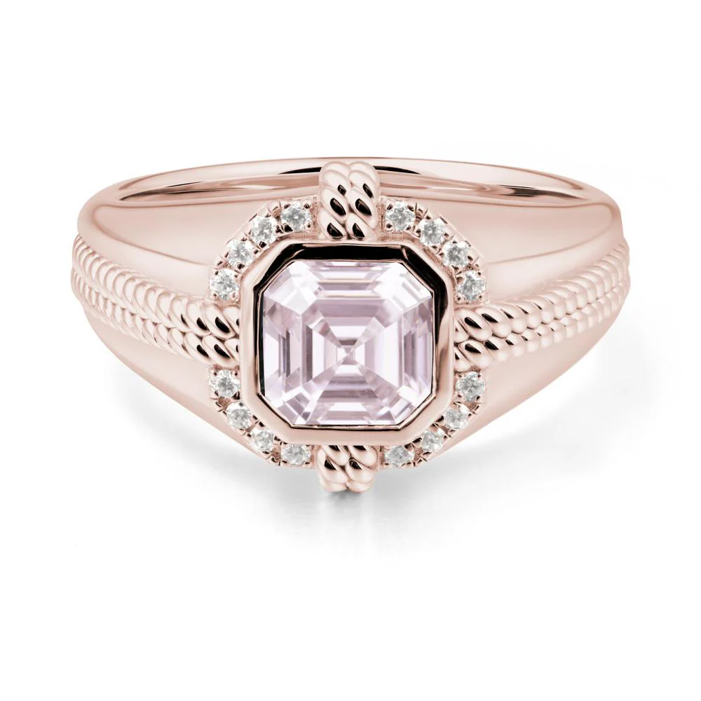 Men Pink Cubic Zirconia Ring with Wide Band - Image 2