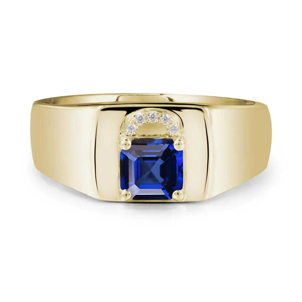 Men Sapphire Ring with Lock Design - Image 4