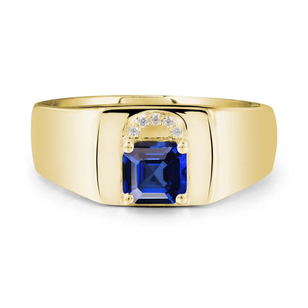 Men Sapphire Ring with Lock Design - Image 7