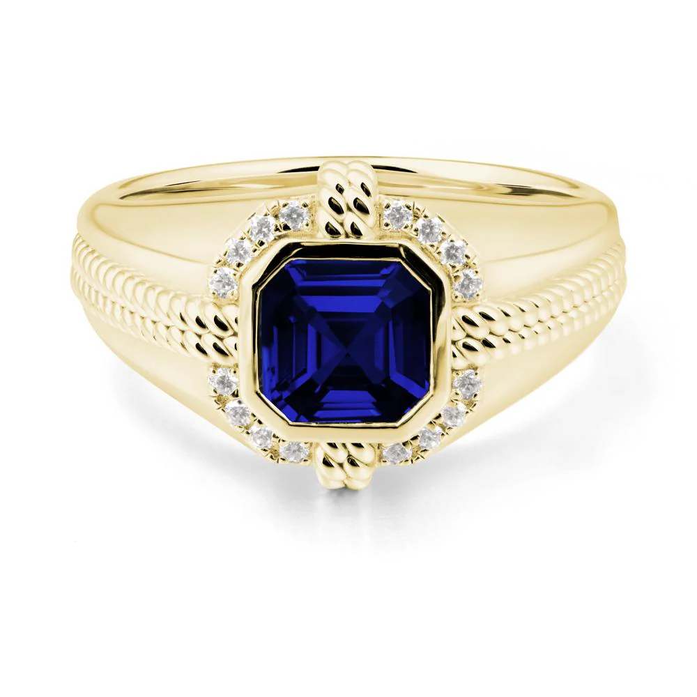 Men Sapphire Ring with Wide Band - Image 7