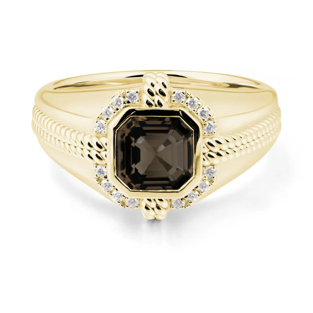 Men Smoky Quartz Promise Ring with Twist Rope Design - Image 7