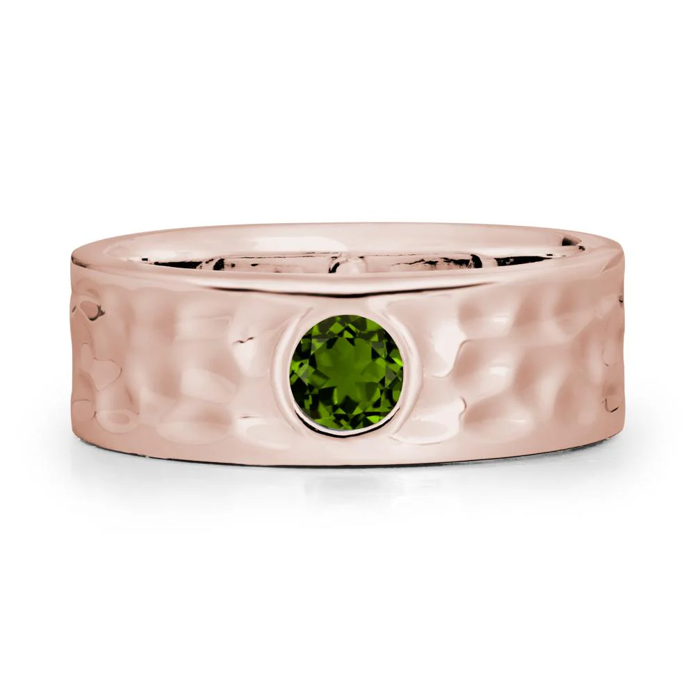 Men Wide Band Hammered Diopside Ring - Image 2
