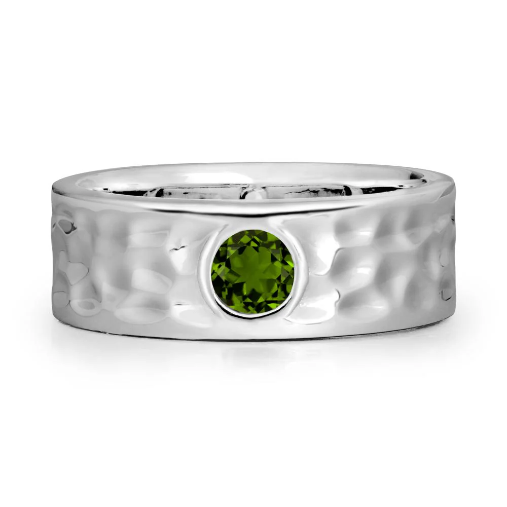 Men Wide Band Hammered Diopside Ring - Image 3