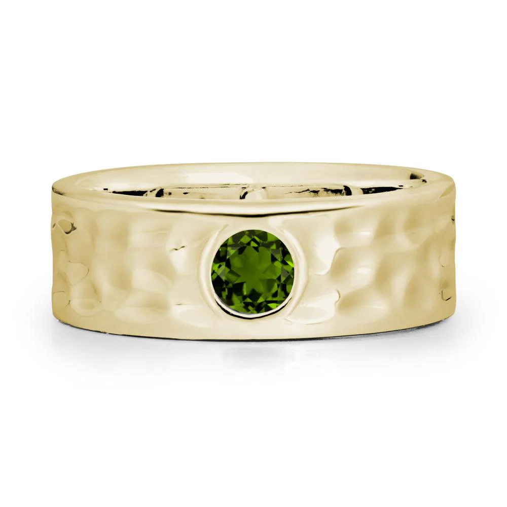 Men Wide Band Hammered Diopside Ring - Image 4