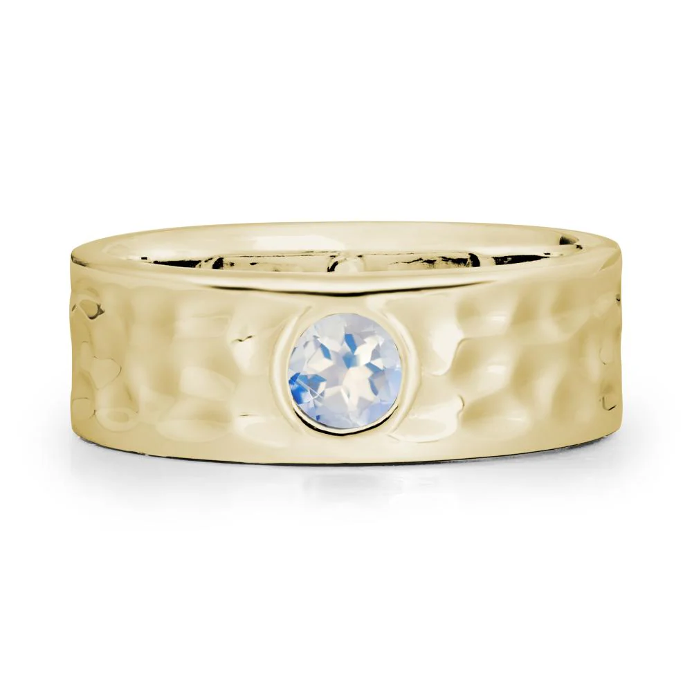 Men Wide Band Hammered Moonstone Ring - Image 4