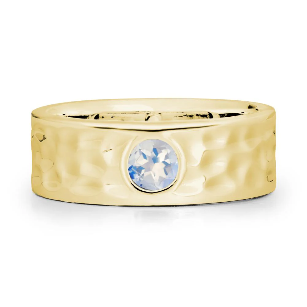 Men Wide Band Hammered Moonstone Ring - Image 7