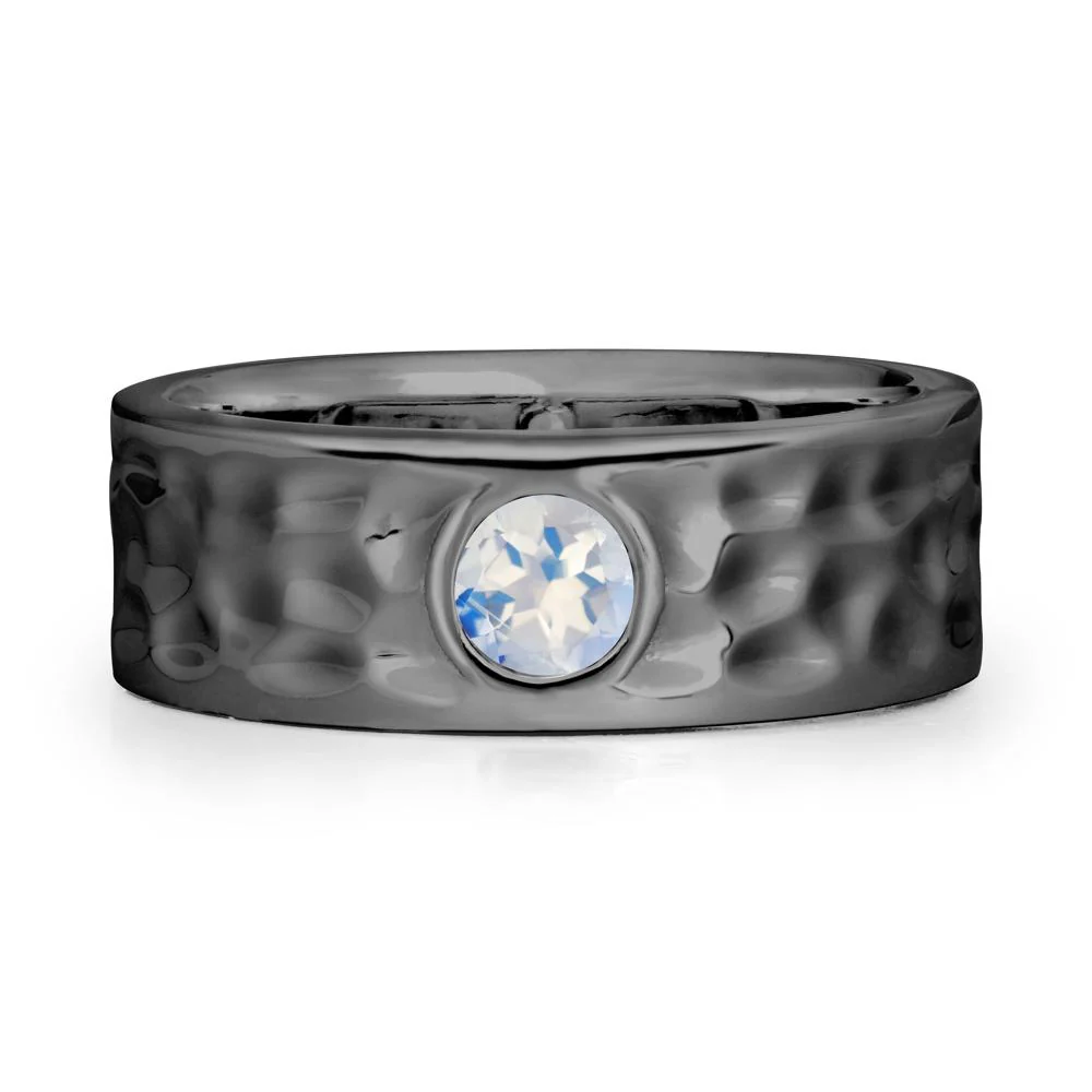 Men Wide Band Hammered Moonstone Ring - Image 8