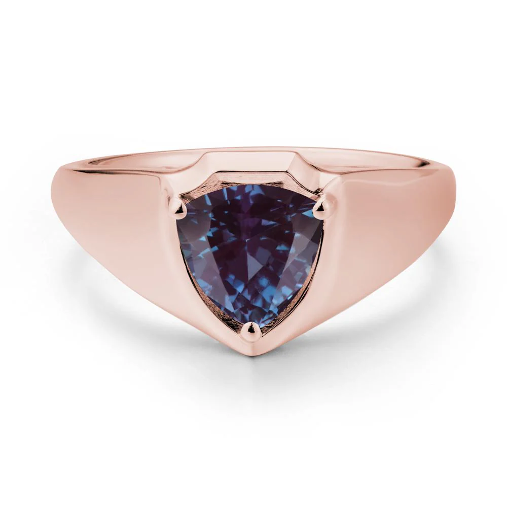 Men Wide Band Shield Alexandrite Ring - Image 4