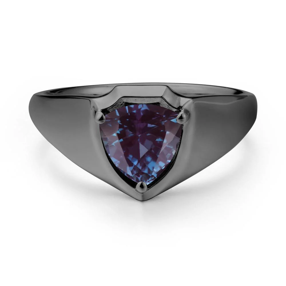 Men Wide Band Shield Alexandrite Ring - Image 7