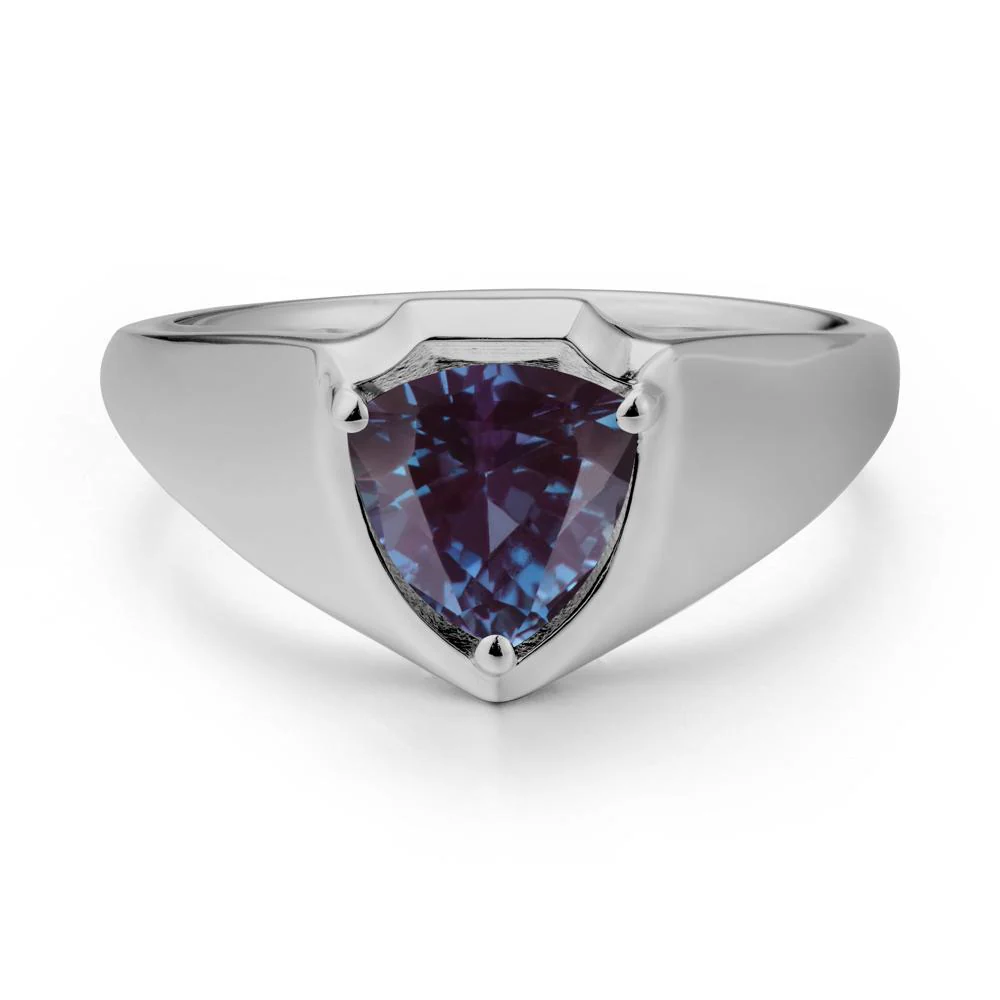 Men Wide Band Shield Alexandrite Ring - Image 8