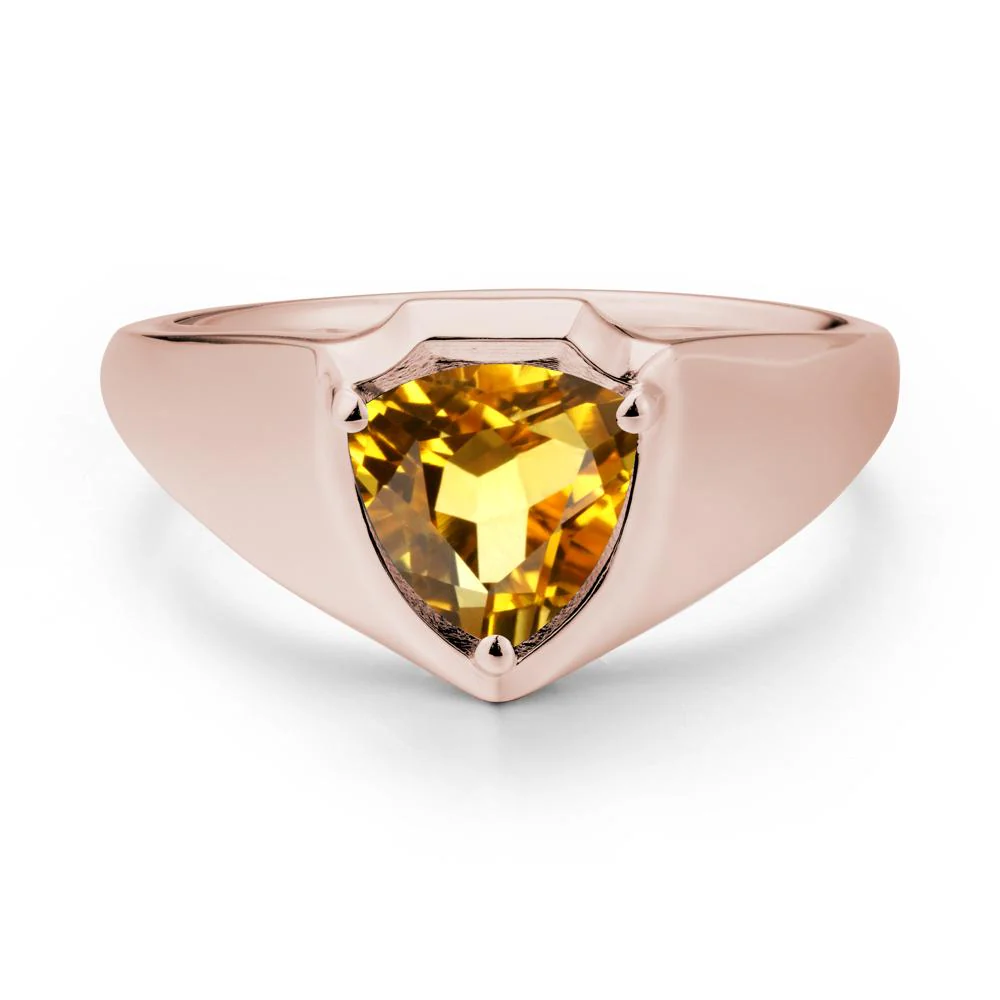 Men Wide Band Shield Citrine Ring - Image 2