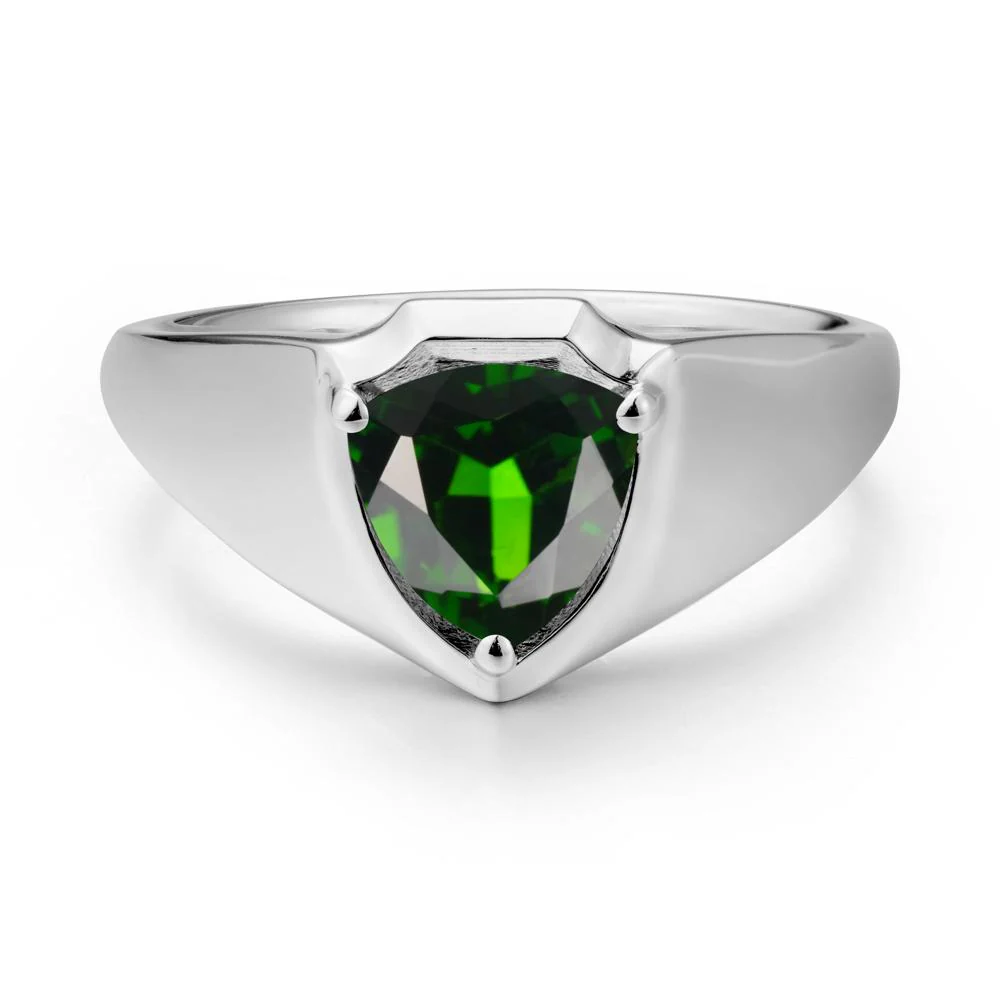 Men Wide Band Shield Diopside Ring - Image 2