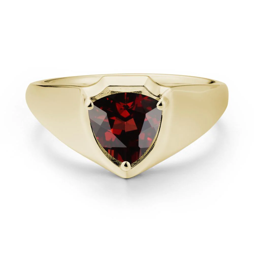 Men Wide Band Shield Garnet Ring - Image 4