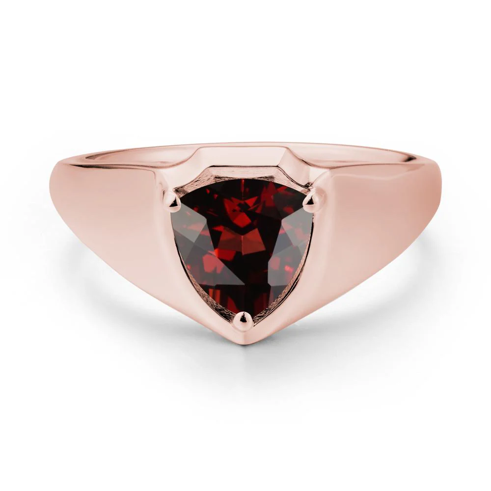 Men Wide Band Shield Garnet Ring - Image 5