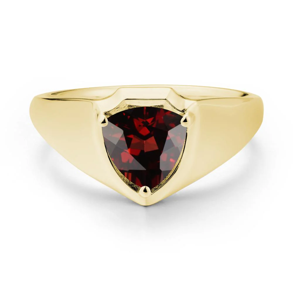 Men Wide Band Shield Garnet Ring - Image 7