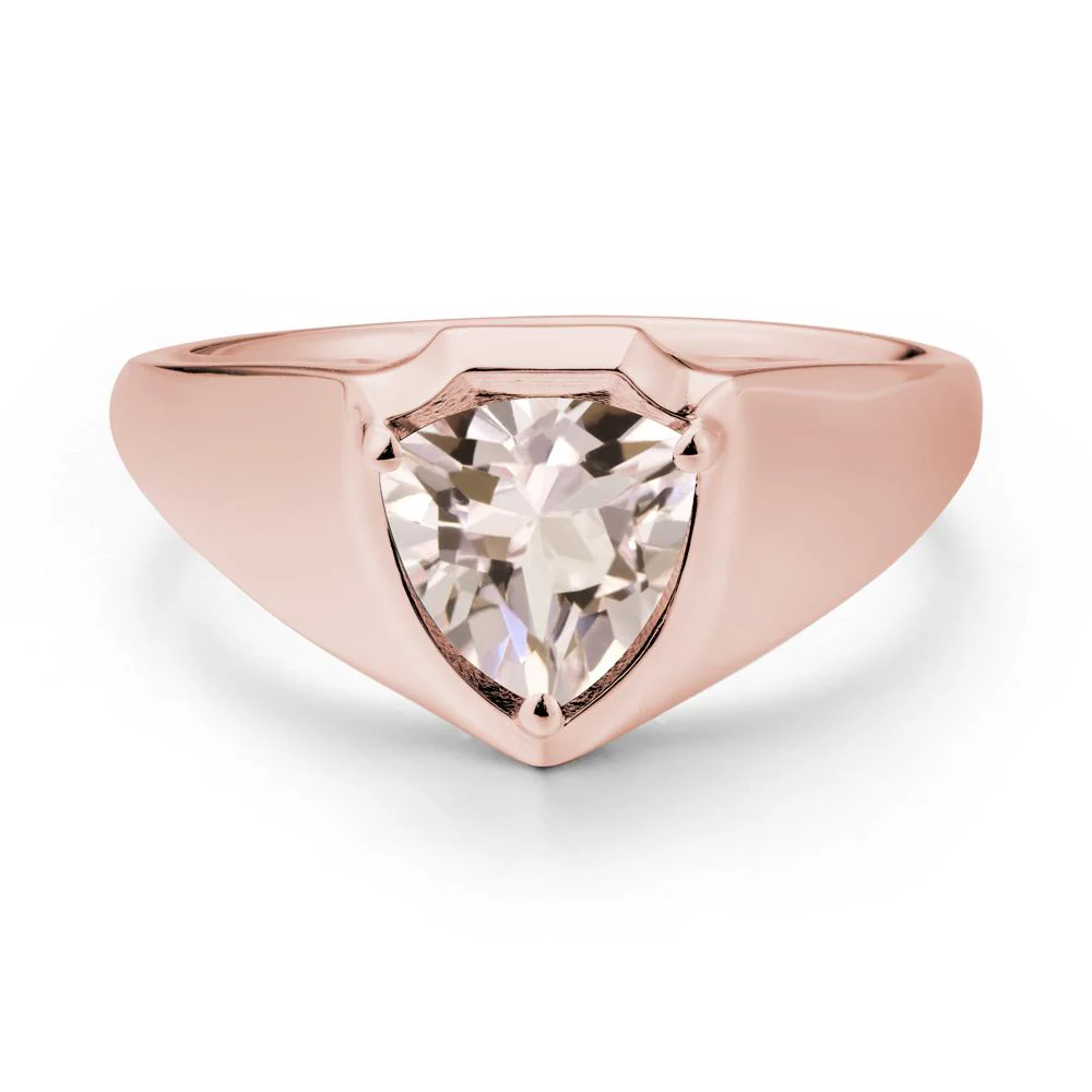 Men Wide Band Shield Morganite Ring - Image 4