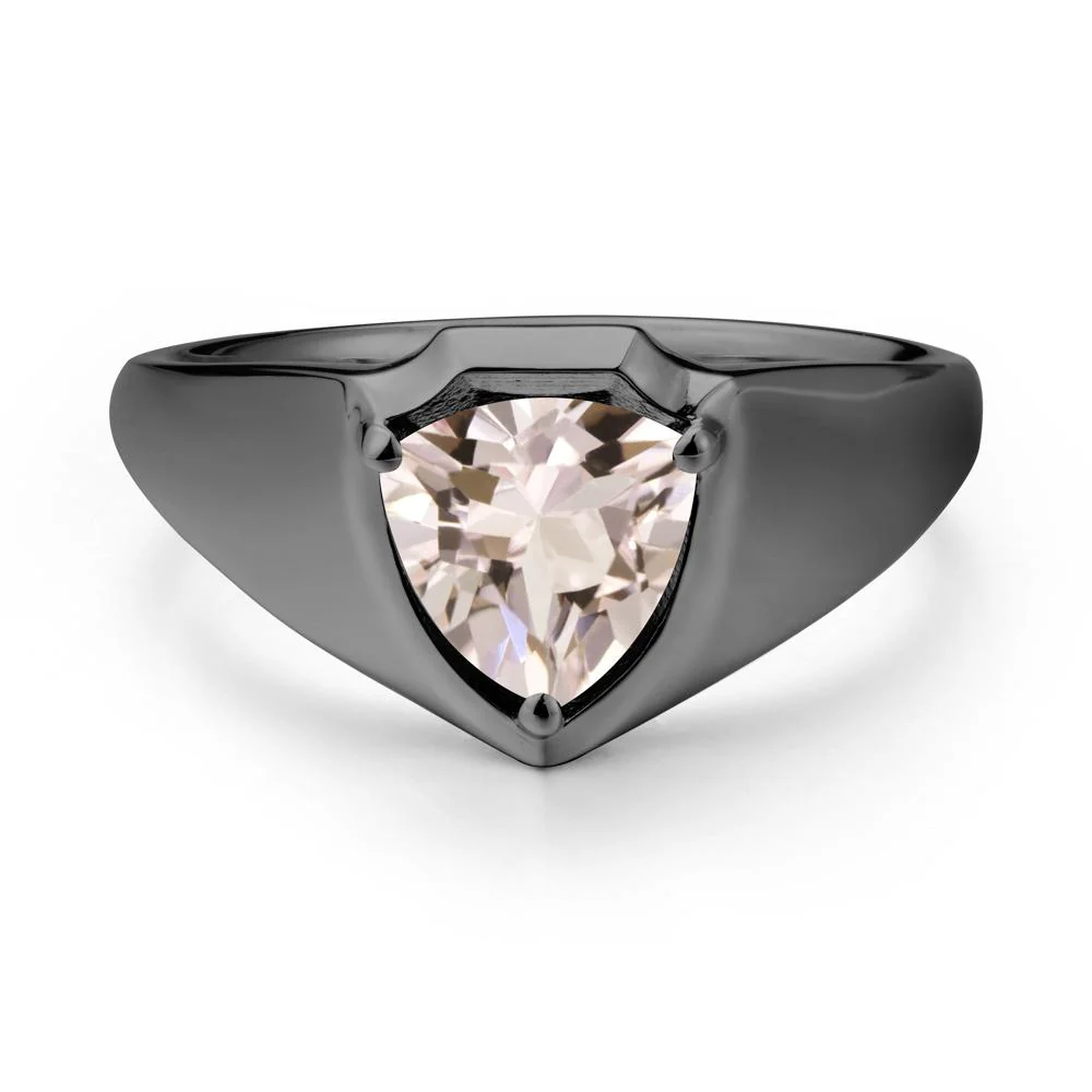 Men Wide Band Shield Morganite Ring - Image 7