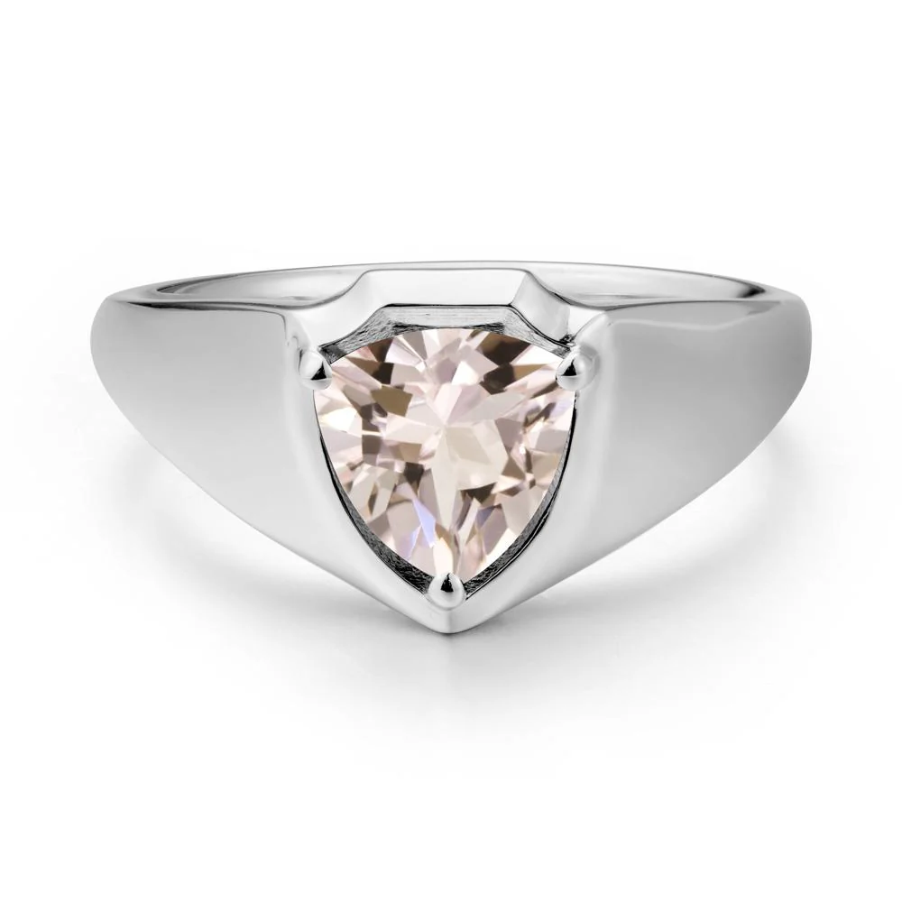 Men Wide Band Shield Morganite Ring - Image 9