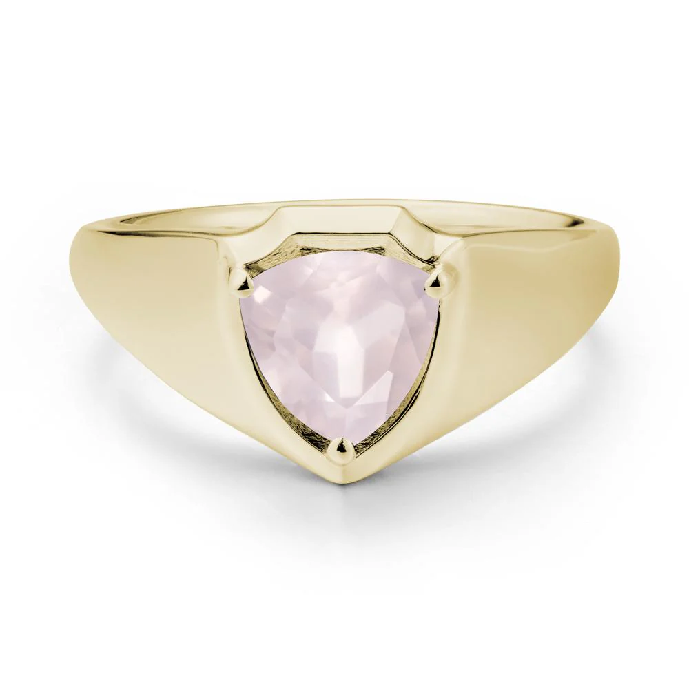 Men Wide Band Shield Rose Quartz Ring - Image 4