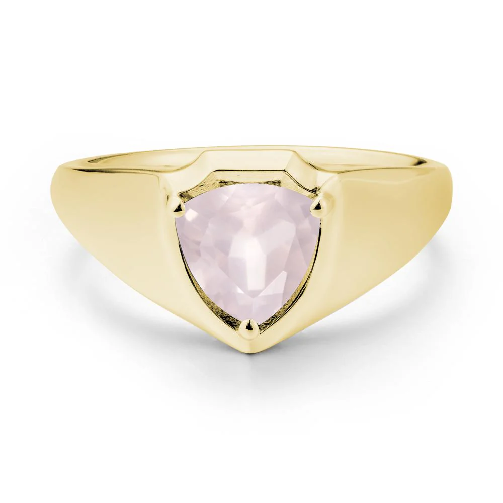 Men Wide Band Shield Rose Quartz Ring - Image 7
