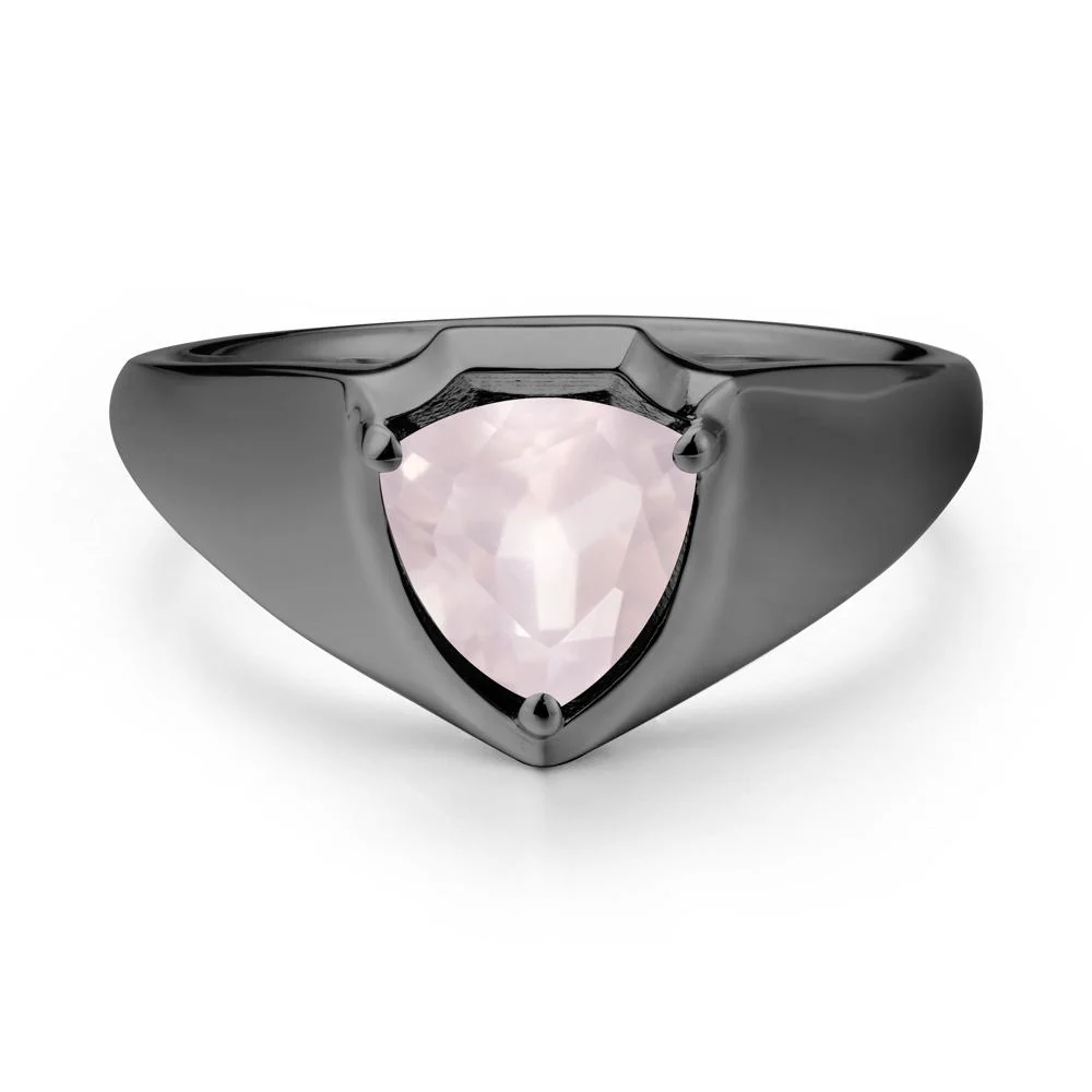 Men Wide Band Shield Rose Quartz Ring - Image 8