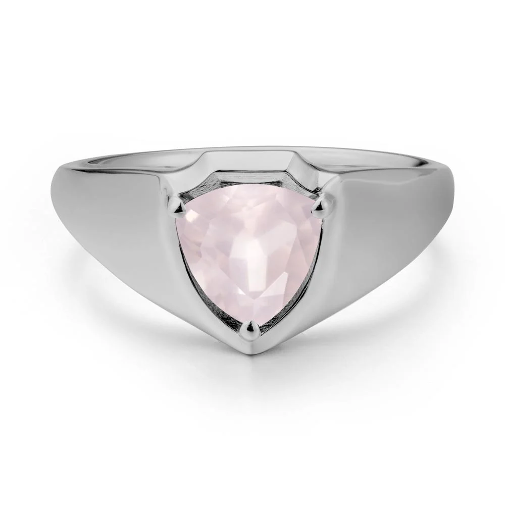 Men Wide Band Shield Rose Quartz Ring - Image 9