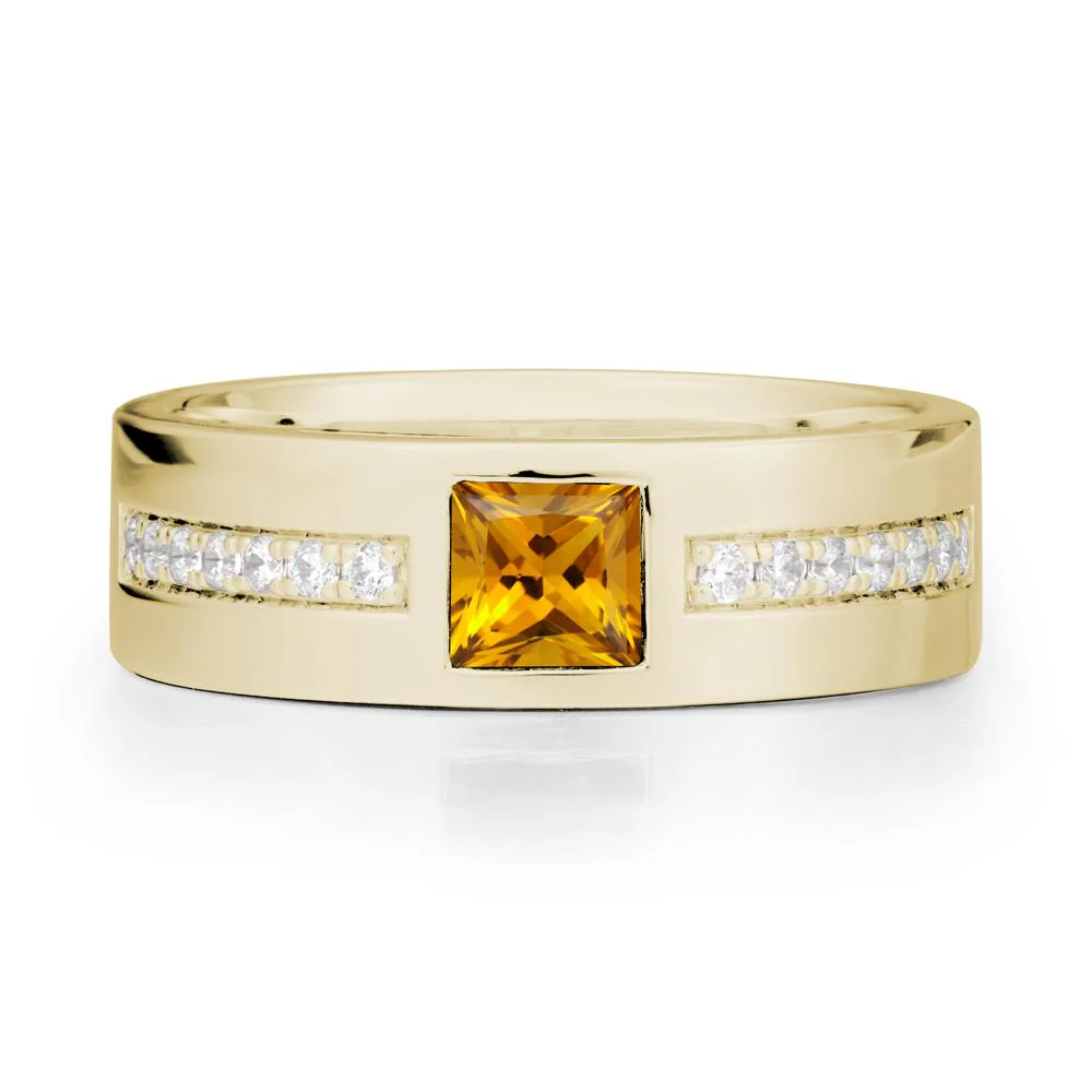 Men Wide Band Square Citrine Ring - Image 3