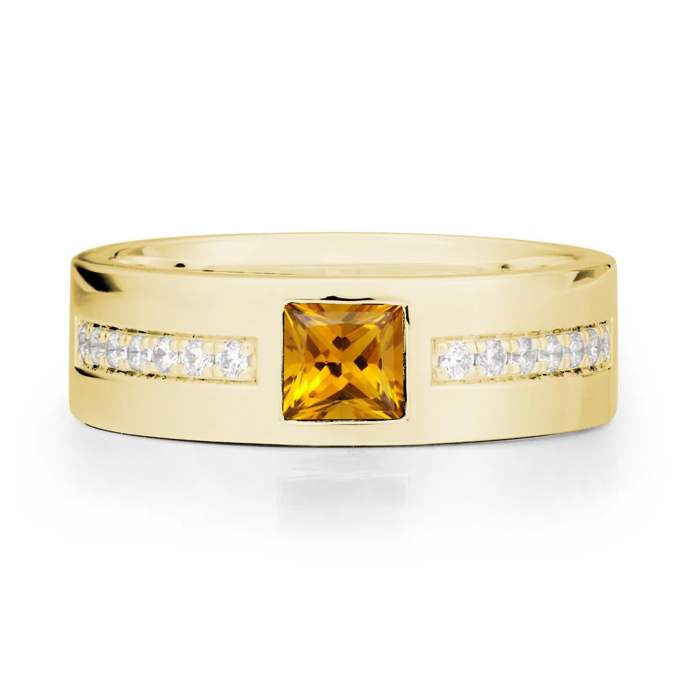 Men Wide Band Square Citrine Ring - Image 6