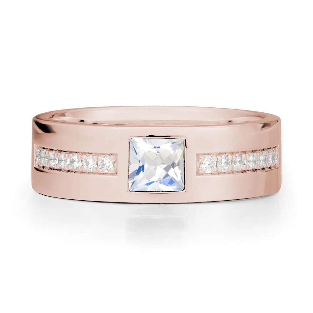 Men Wide Band Square Moonstone Ring - Image 2